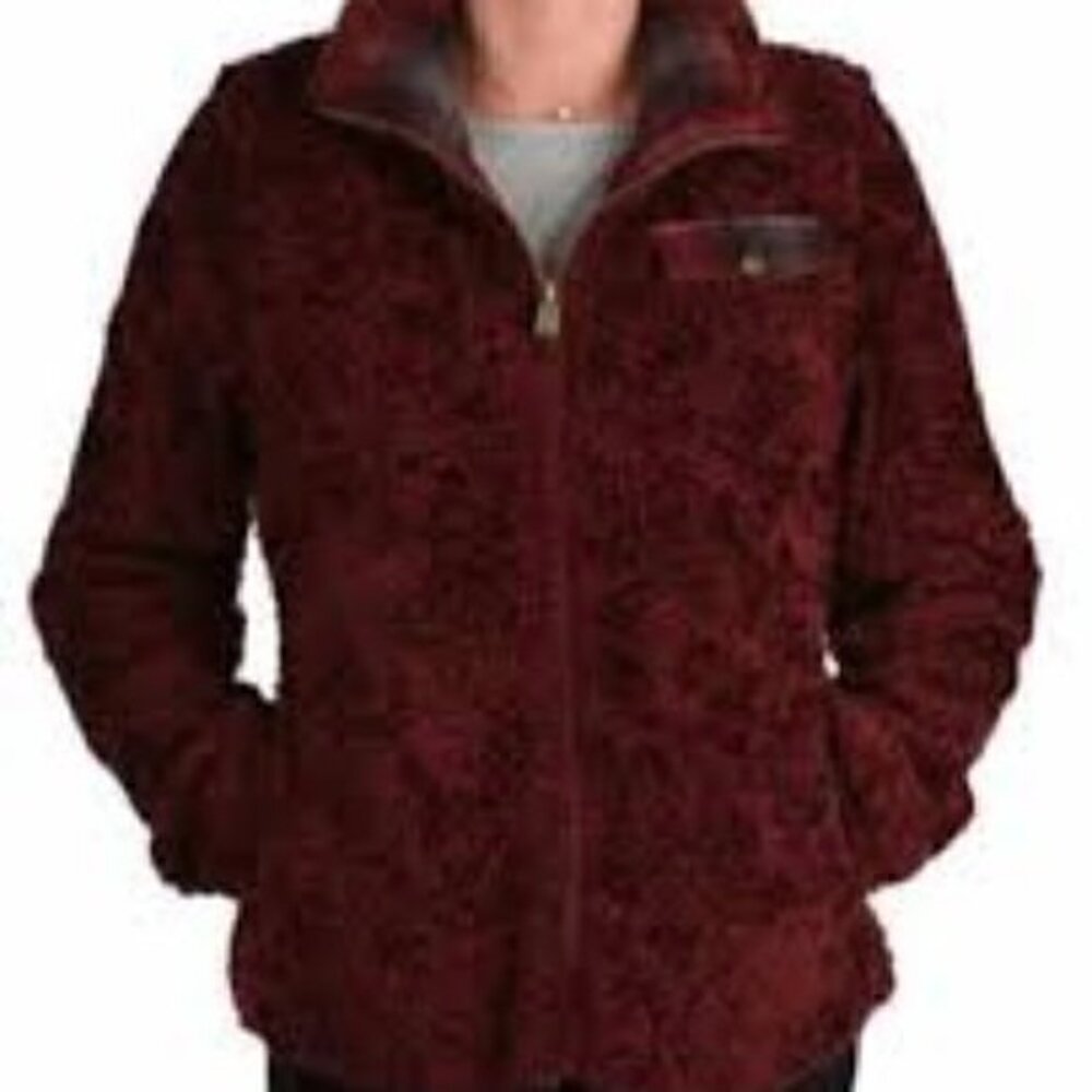 Pendleton Fuzzy Sherpa Wool Blend Full Zip Burgundy Jacket Sz S